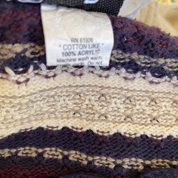 Reba Rose Striped Acrylic Knit Cardigan Sweater Purple & Cream Womens Medium - Picture 6 of 9